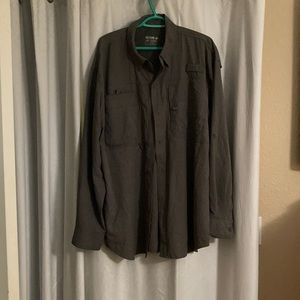 Mens XXL reel legends long sleeve button up-fishing shirt- dark gray